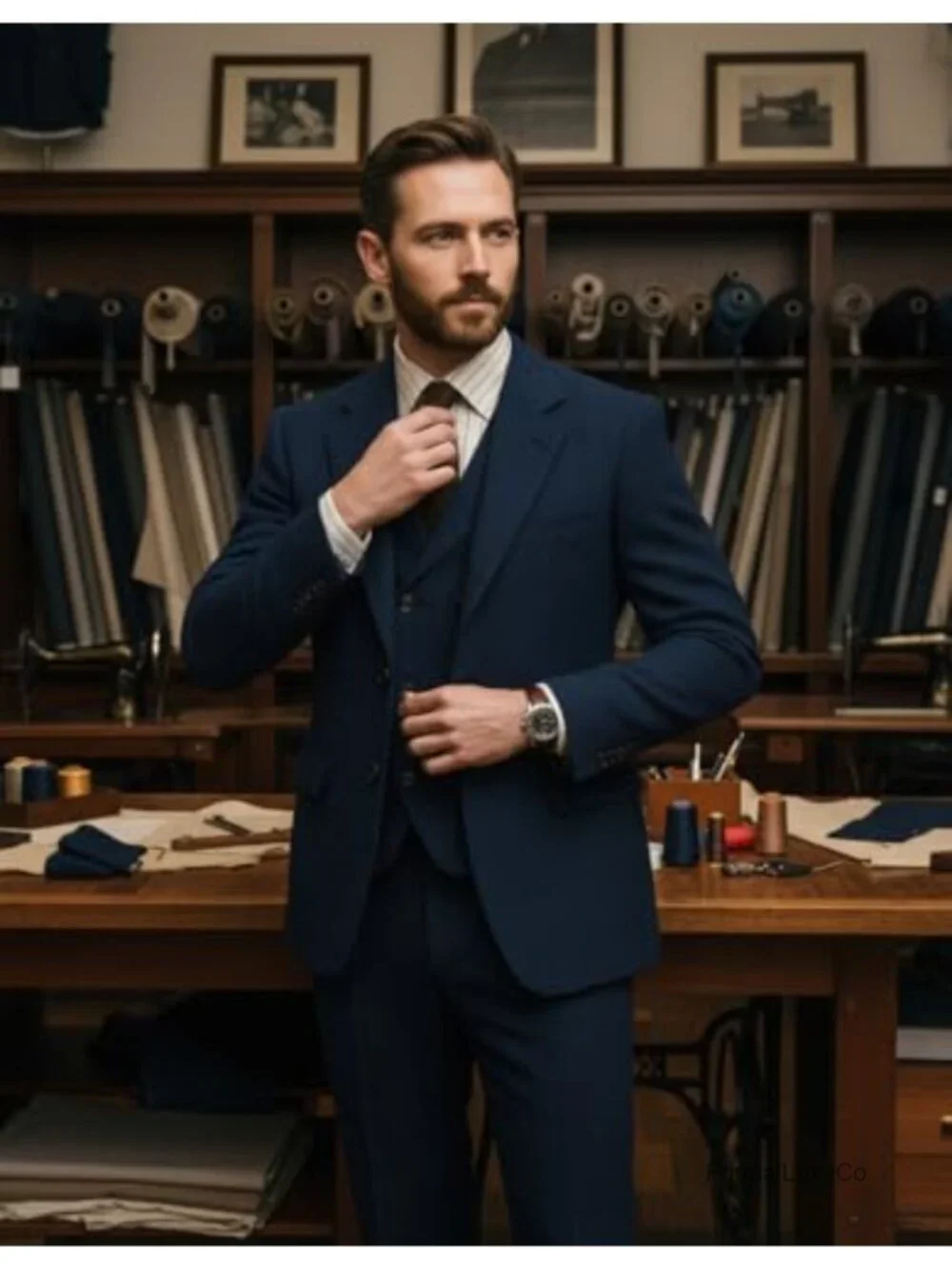 3 Piece Men's Tuxedo Suit Regular Fit Tweed Herringbone Double Breasted Blazer